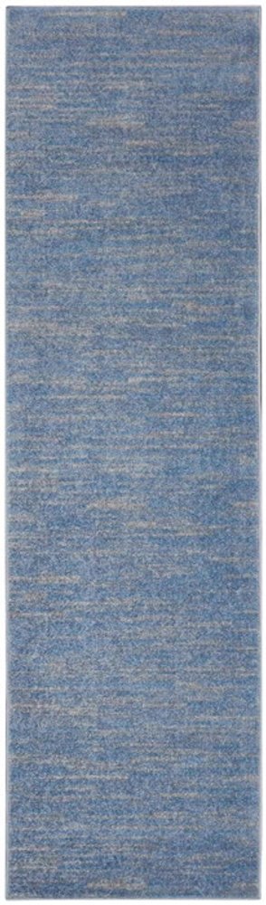 8' Blue And Gray Indoor Outdoor Runner Rug