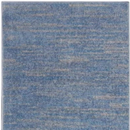 8' Blue And Gray Indoor Outdoor Runner Rug