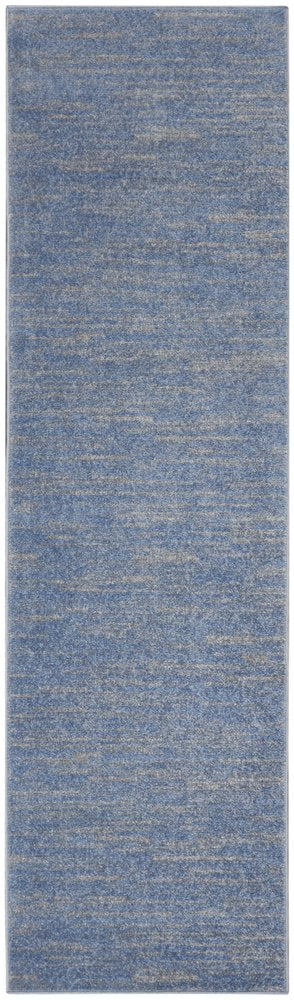 8' Blue And Gray Indoor Outdoor Runner Rug