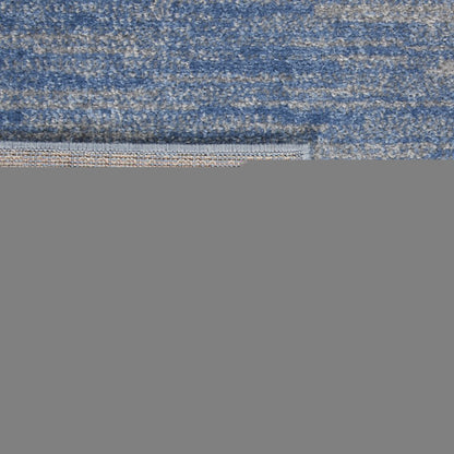 8' Blue And Gray Indoor Outdoor Runner Rug