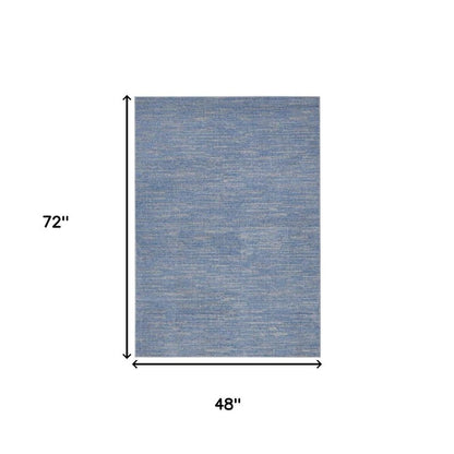 4' X 6' Blue And Gray Indoor Outdoor Area Rug