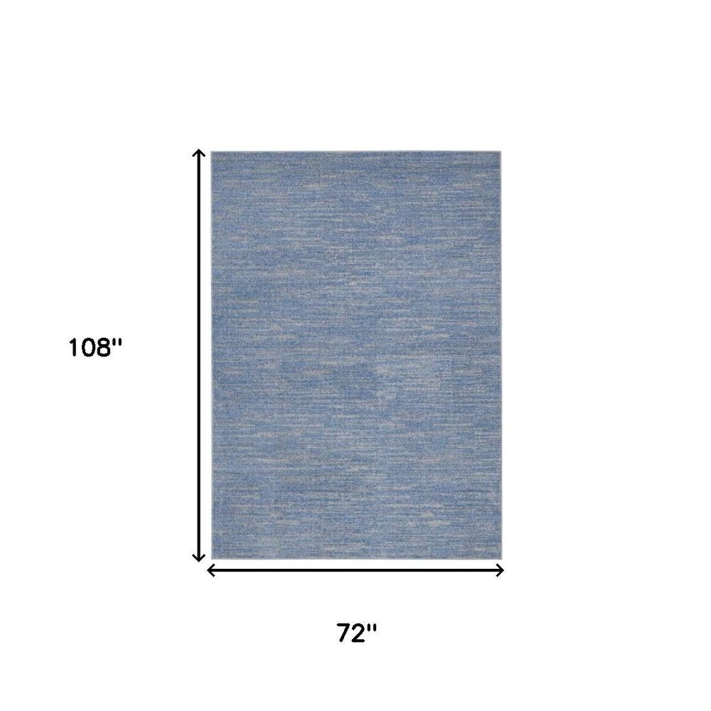 6' X 9' Blue And Gray Indoor Outdoor Area Rug
