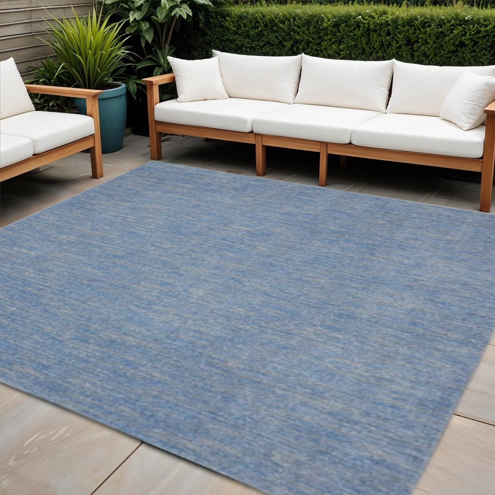 7' Blue And Gray Square Indoor Outdoor Area Rug