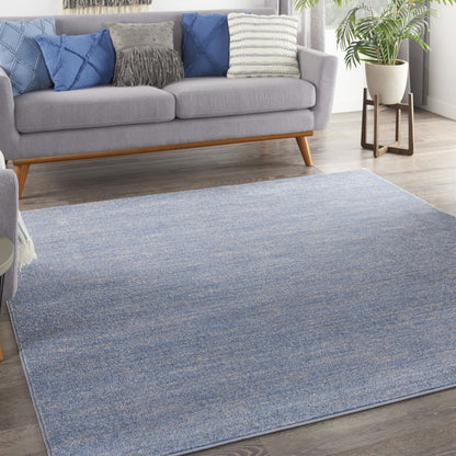 7' Blue And Gray Square Indoor Outdoor Area Rug