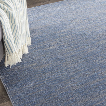 7' Blue And Gray Square Indoor Outdoor Area Rug
