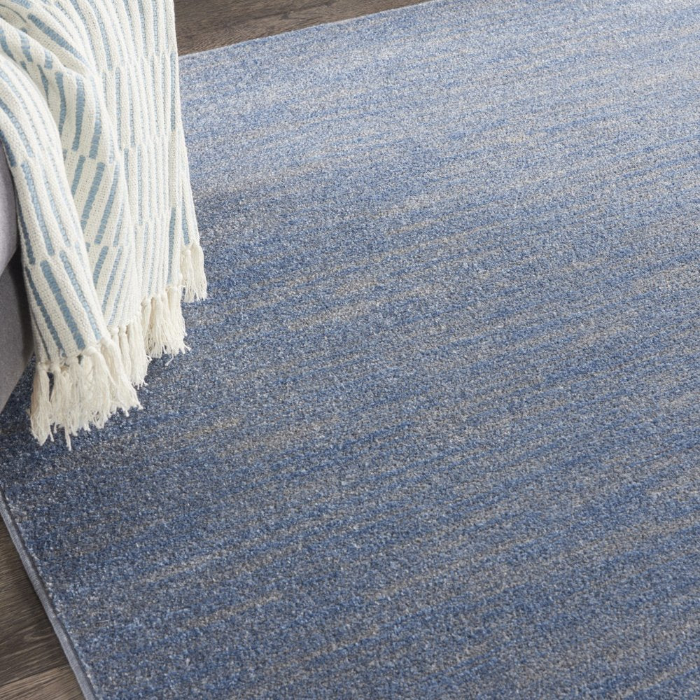 7' Blue And Gray Square Indoor Outdoor Area Rug