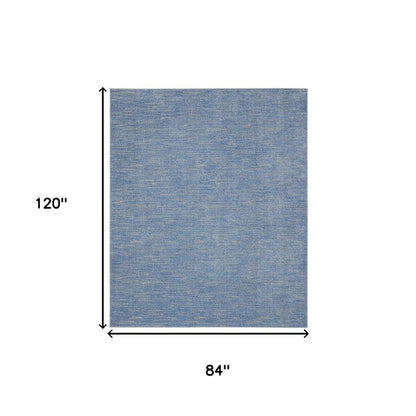 7' X 10' Blue And Gray Indoor Outdoor Area Rug