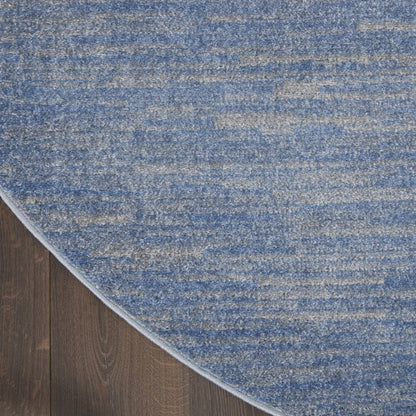 8' X 8' Blue And Gray Round Indoor Outdoor Area Rug