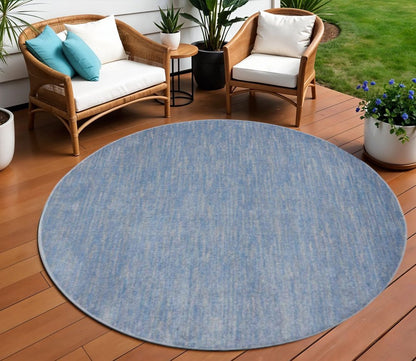 8' X 8' Blue And Gray Round Indoor Outdoor Area Rug
