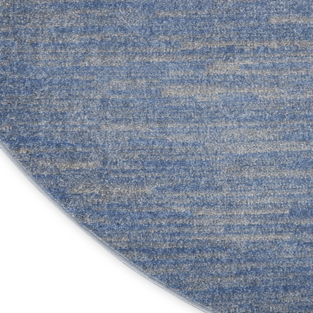 8' X 8' Blue And Gray Round Indoor Outdoor Area Rug
