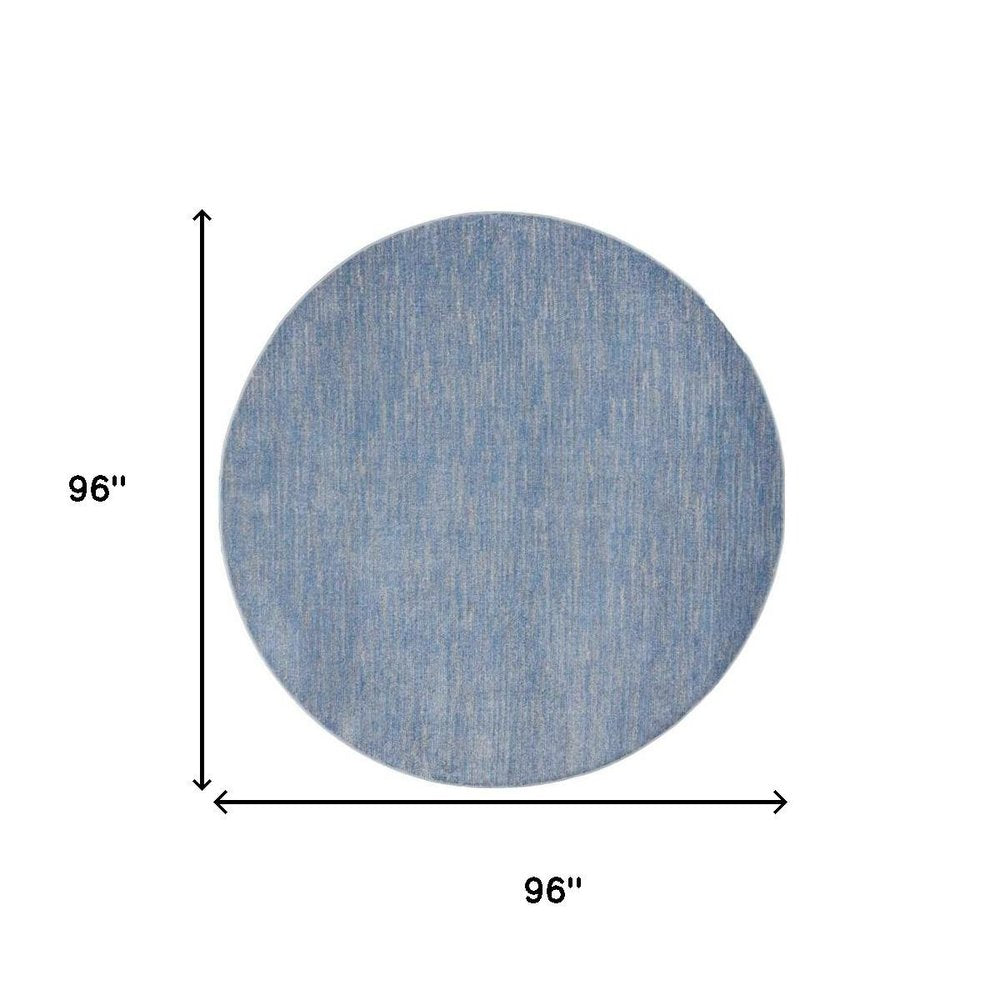 8' X 8' Blue And Gray Round Indoor Outdoor Area Rug