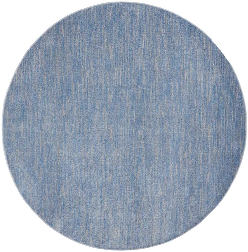 8' X 8' Blue And Gray Round Indoor Outdoor Area Rug