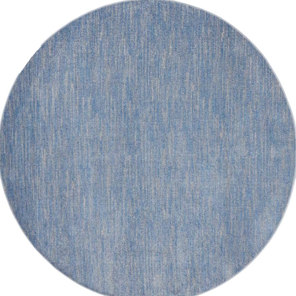 8' X 8' Blue And Gray Round Indoor Outdoor Area Rug