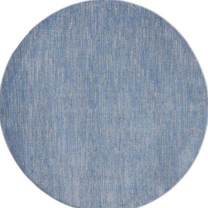 8' X 8' Blue And Gray Round Indoor Outdoor Area Rug