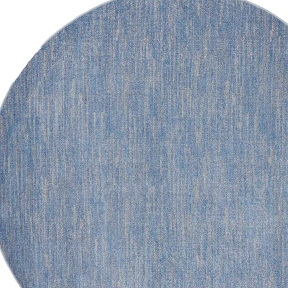 8' X 8' Blue And Gray Round Indoor Outdoor Area Rug