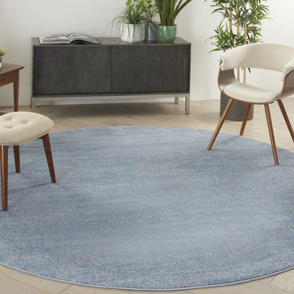 8' X 8' Blue And Gray Round Indoor Outdoor Area Rug