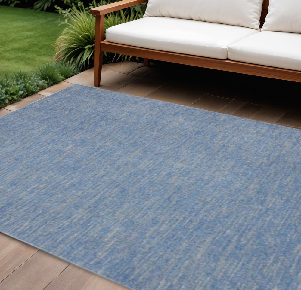 8' X 10' Blue And Gray Indoor Outdoor Area Rug