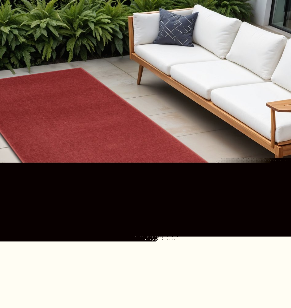 2' X 10' Brick Red Non Skid Indoor Outdoor Runner Rug