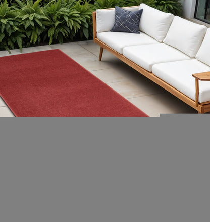 2' X 10' Brick Red Non Skid Indoor Outdoor Runner Rug