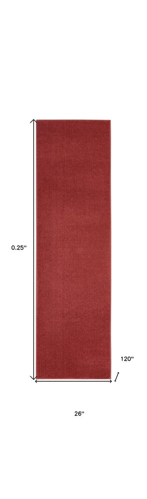 2' X 10' Brick Red Non Skid Indoor Outdoor Runner Rug