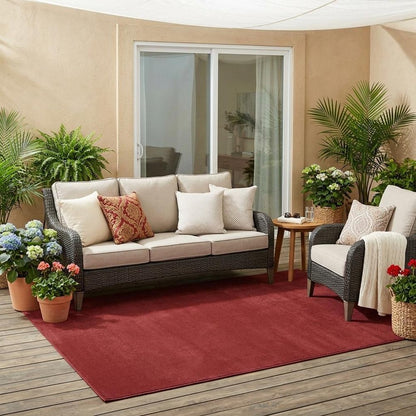 5' X 7' Brick Red Stain Resistant Indoor Outdoor Area Rug