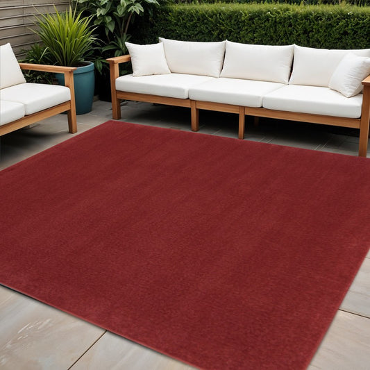 7' Brick Red Square Indoor Outdoor Area Rug