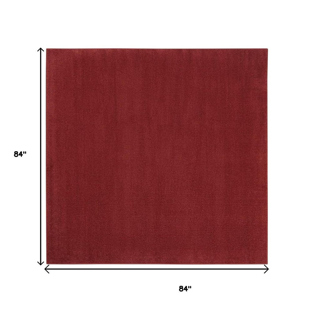 7' Brick Red Square Indoor Outdoor Area Rug