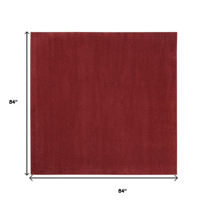 7' Brick Red Square Indoor Outdoor Area Rug