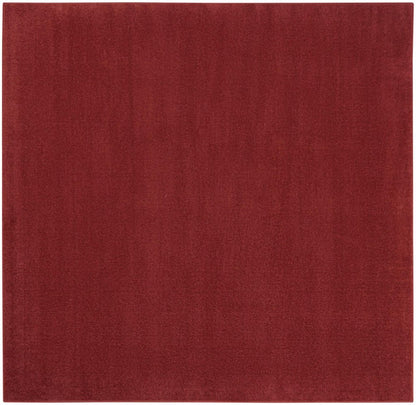 7' Brick Red Square Indoor Outdoor Area Rug