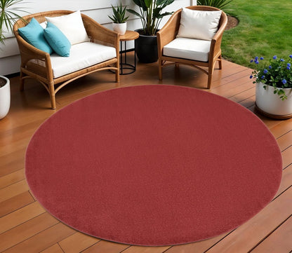 8' X 8' Brick Red Round Indoor Outdoor Area Rug