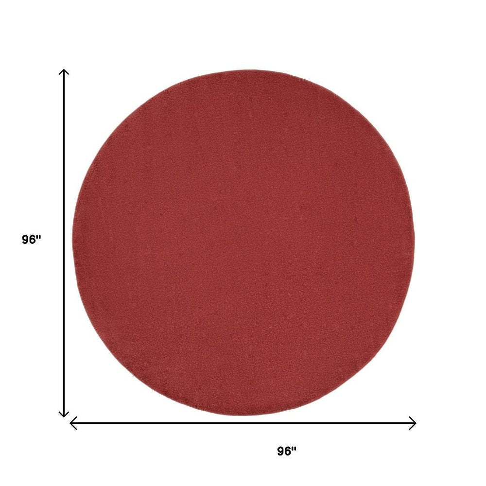 8' X 8' Brick Red Round Indoor Outdoor Area Rug