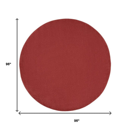 8' X 8' Brick Red Round Indoor Outdoor Area Rug