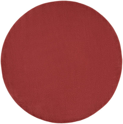 8' X 8' Brick Red Round Indoor Outdoor Area Rug