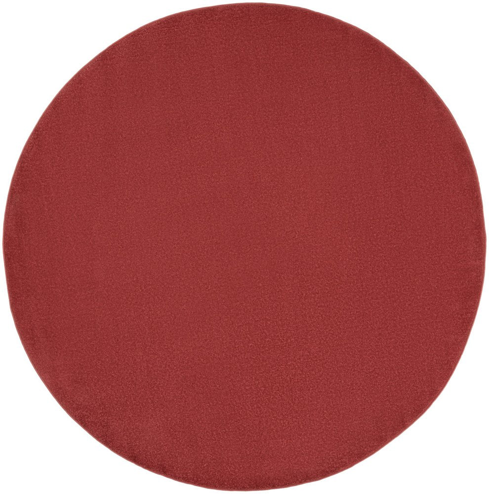 8' X 8' Brick Red Round Indoor Outdoor Area Rug