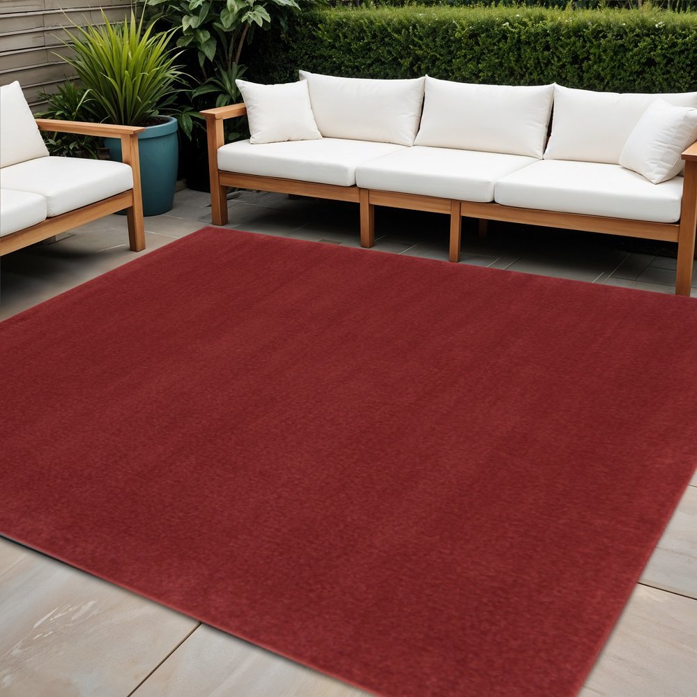 9' Brick Red Square Indoor Outdoor Area Rug