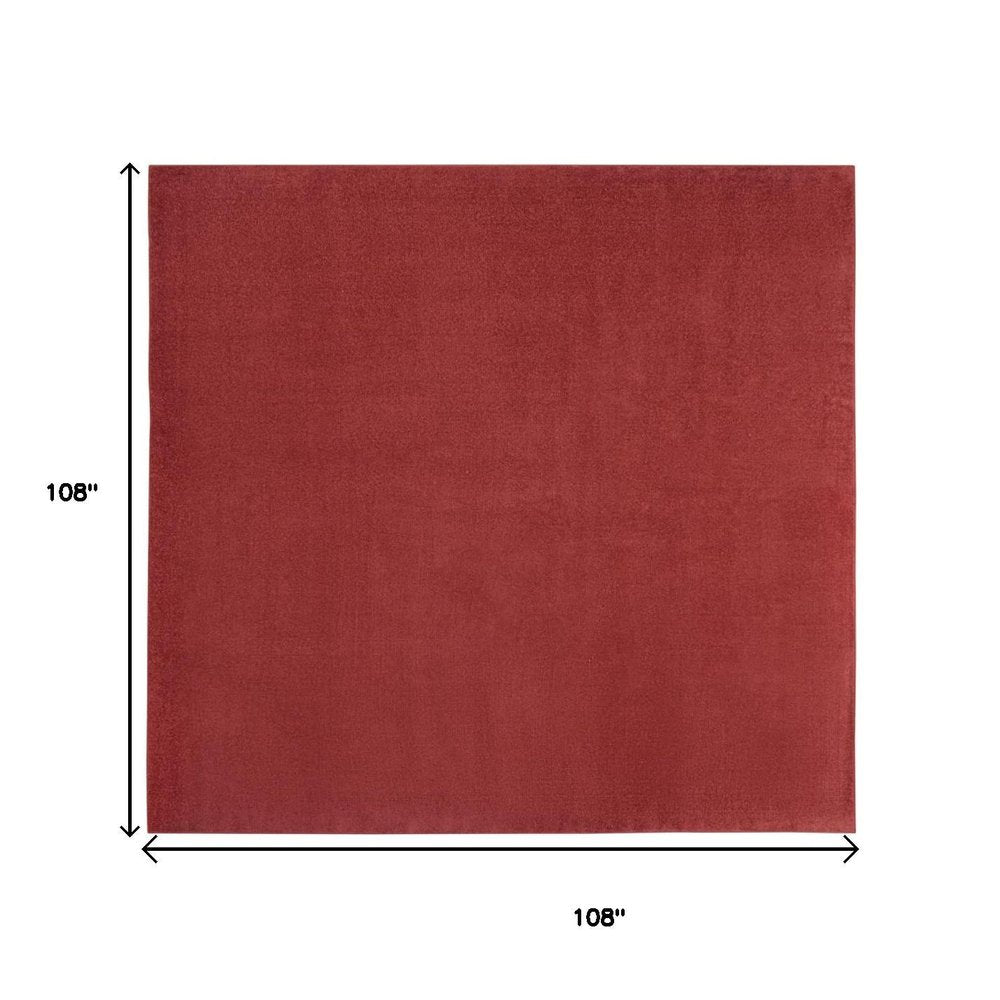 9' Brick Red Square Indoor Outdoor Area Rug