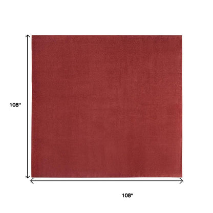 9' Brick Red Square Indoor Outdoor Area Rug