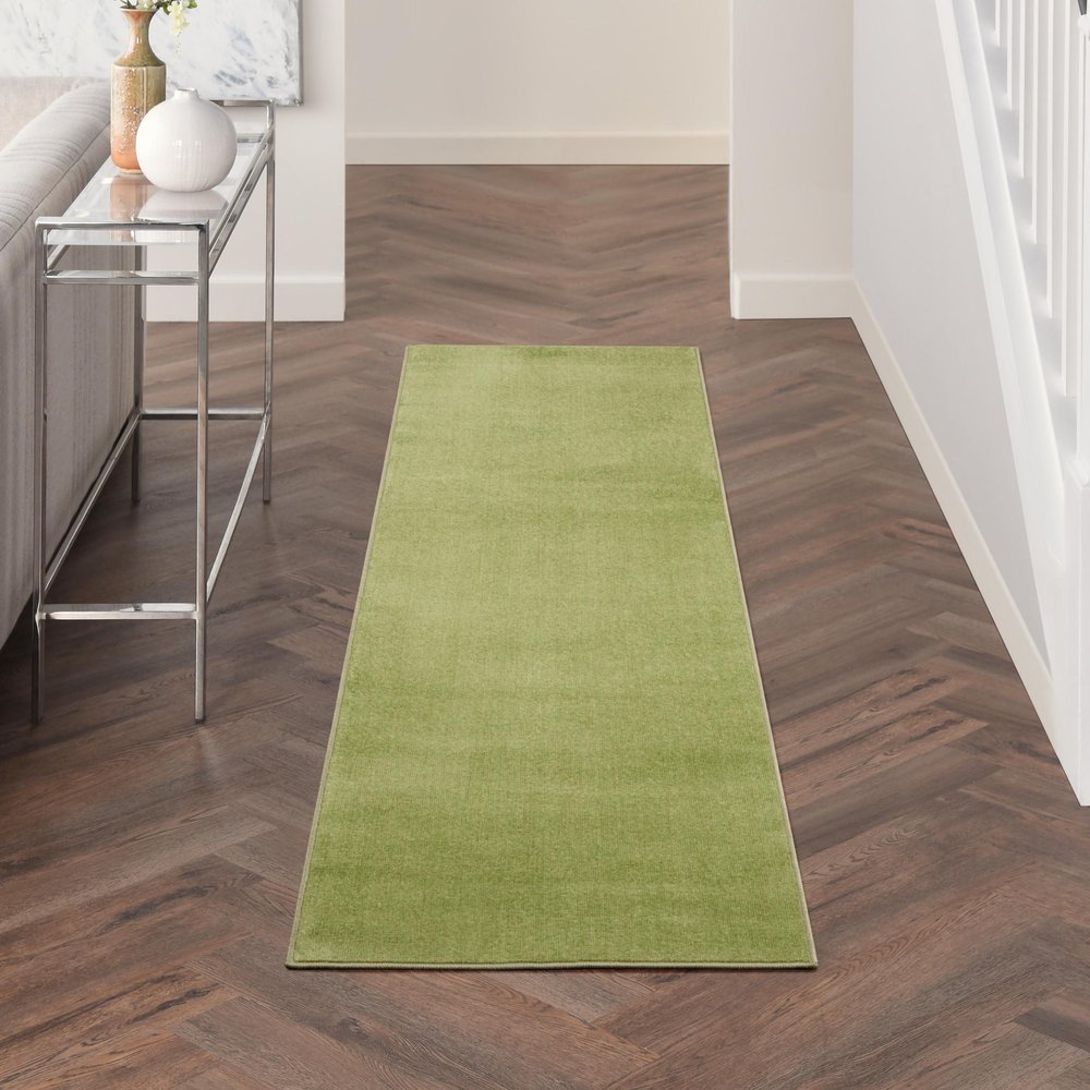 10' Green Indoor Outdoor Runner Rug