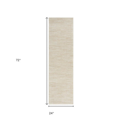 6' Beige And Ivory Indoor Outdoor Runner Rug