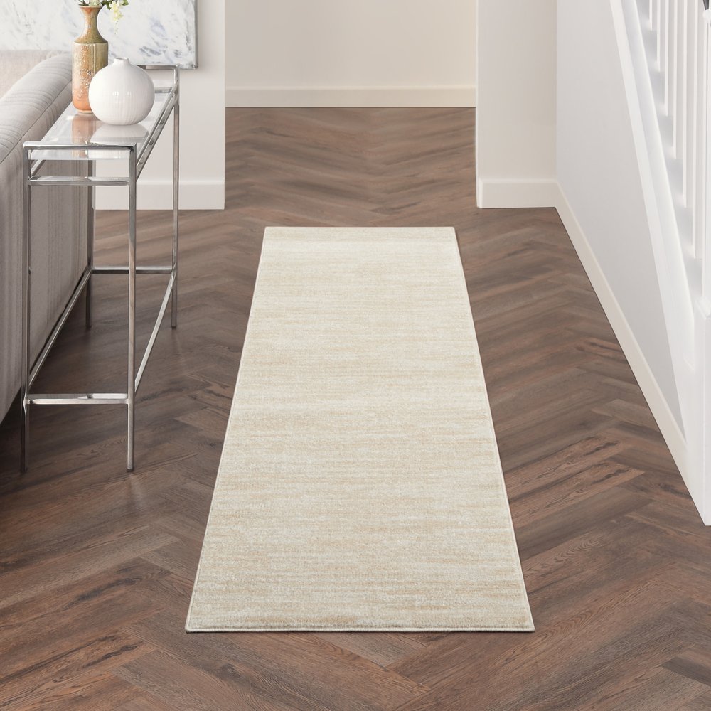 6' Beige And Ivory Indoor Outdoor Runner Rug
