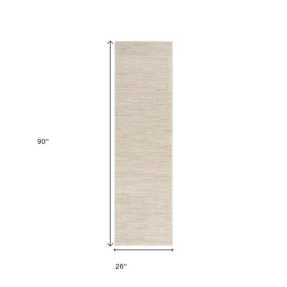 8' Beige And Ivory Indoor Outdoor Runner Rug