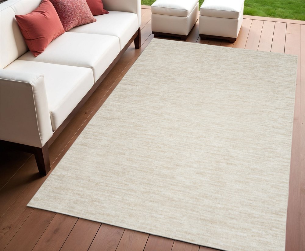 4' X 6' Beige And Ivory Indoor Outdoor Area Rug