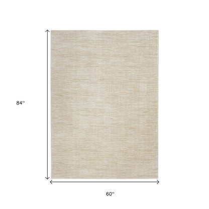 5' X 7' Beige And Ivory Indoor Outdoor Area Rug