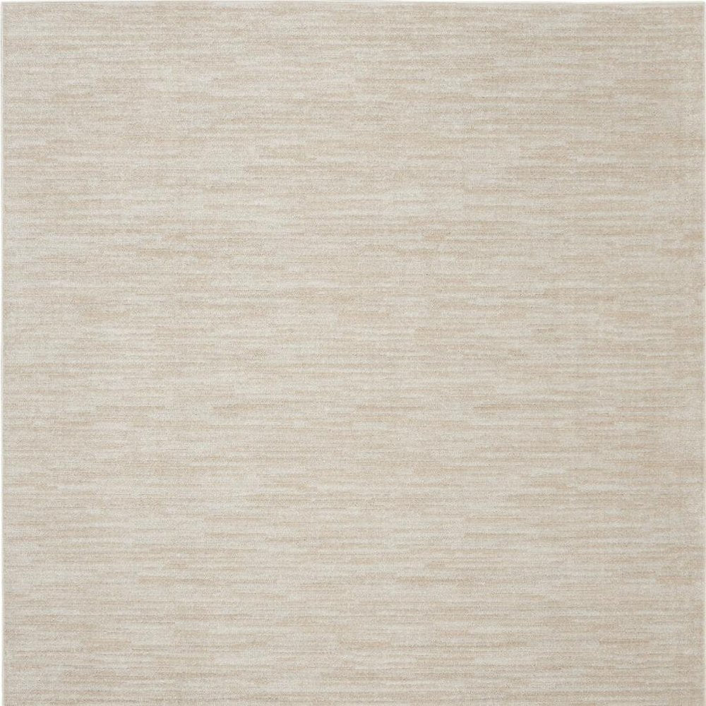 7' Beige And Ivory Square Indoor Outdoor Area Rug