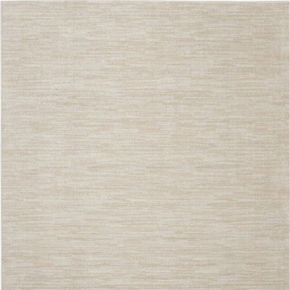 7' Beige And Ivory Square Indoor Outdoor Area Rug