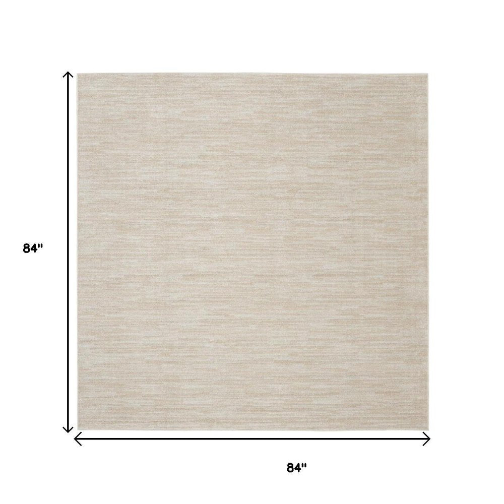 7' Beige And Ivory Square Indoor Outdoor Area Rug