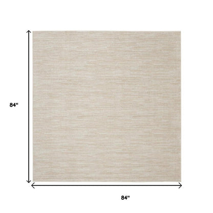 7' Beige And Ivory Square Indoor Outdoor Area Rug