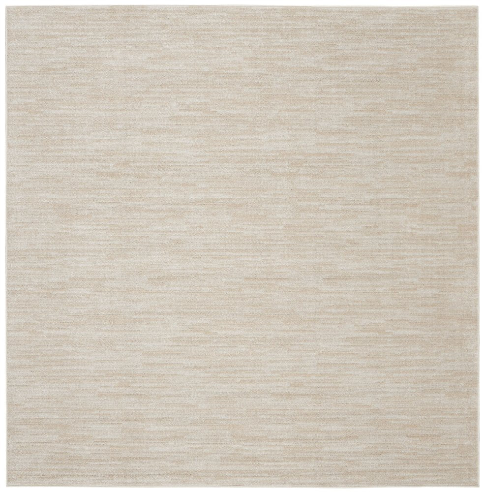 7' Beige And Ivory Square Indoor Outdoor Area Rug