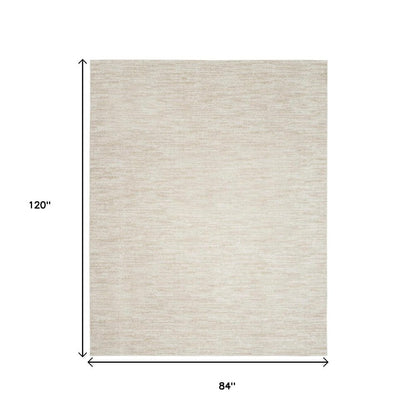 7' X 10' Beige And Ivory Indoor Outdoor Area Rug
