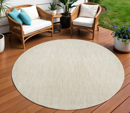 8' X 8' Beige And Ivory Round Indoor Outdoor Area Rug